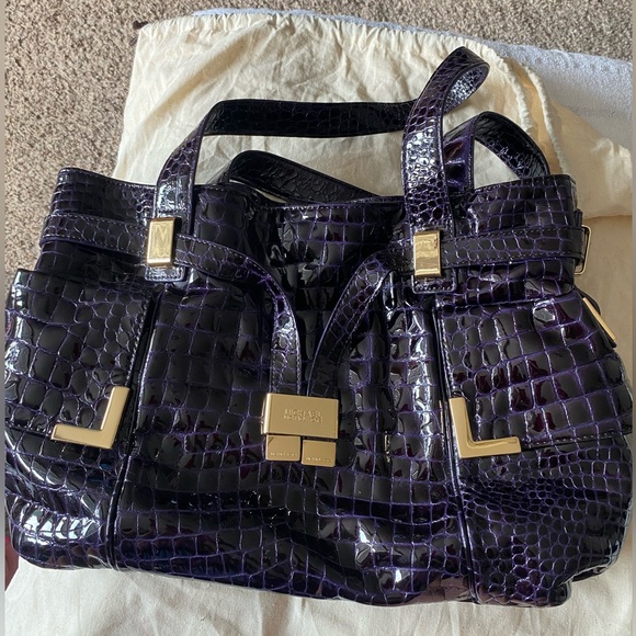 Stunning purple croc skin Michael Kors handbag. 16 x 10 x 5 inches. Very roomy - Picture 1 of 16